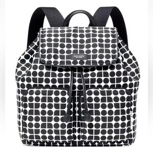 New Kate Spade Noel Medium Backpack Jacquard Fabric Black Multi